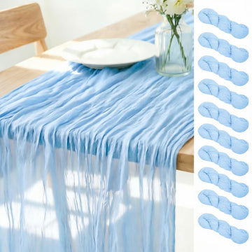 Blue Cheesecloth Table Runner Fall Boho Wedding Birthday Home Decor