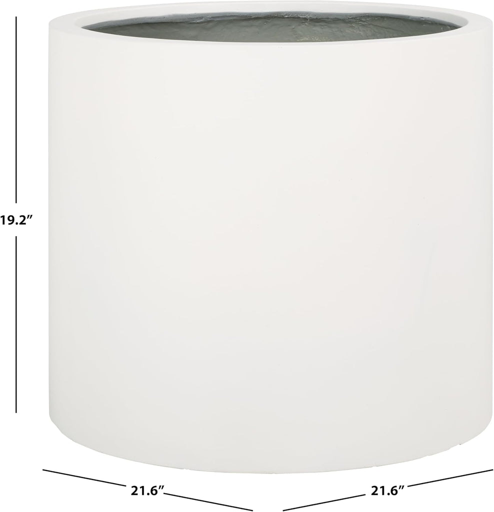 Outdoor Collection Alia Modern White Concrete Ficonstone Round Planter Pot