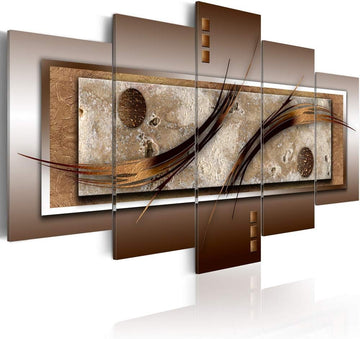 Canvas Prints Wall Art Delicate Shapes and Warm Colors Abstract 5 pieces Painting Contemporary Picture Home