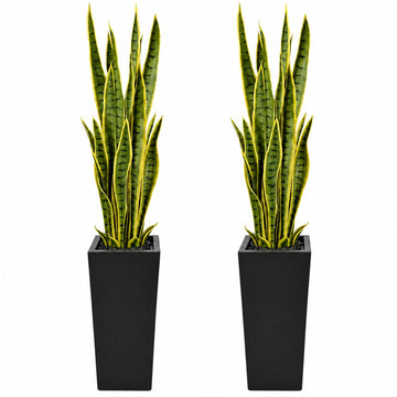 3. Artificial Snake Plant with Tall Planter, 24 PVC Lifelike Leaves, 45in Faux Sansevieria for Indoor Home &