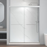 56-60" W x 72" H Semi-Frameless Bypass Sliding Shower Door, Easy-to-Clean Treated Clear Tempered SGCC Glass