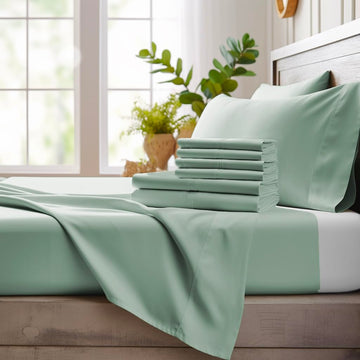 6 Piece Queen Sheet Set - 100% Viscose Made from Bamboo Sheets Queen Size Bed Set - Ultra Soft Cooling Sheets for Hot