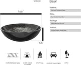 Bathroom Artistic Vessel Sink, Tempered Glass Vanity Round Bowl with Oil Rubber Bronze Faucet and Pop up drain Set