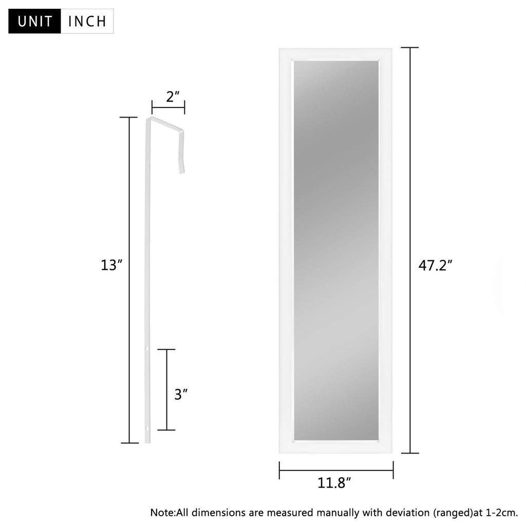 Over The Door Mirror Wall Mirror Dressing Make Up Full Length Hanging Door Mirror Polystyrene Frame and More(White