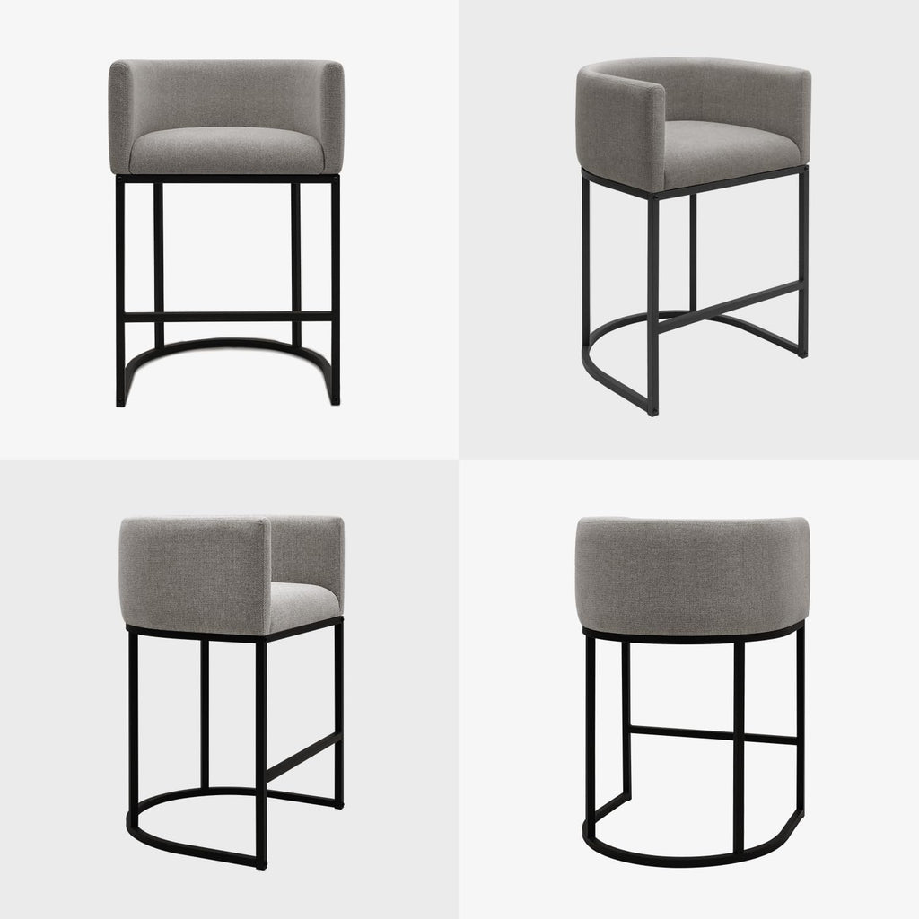 Counter Height Bar Stools Set of 4, 24 Inch Seat Height Barstools, Fabric Upholstered Bar Chair Island, Linen Counter