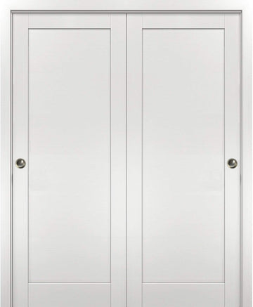 Sliding Closet Bypass Doors 72 x 80 with Hardware | Quadro 4111 White Ash | Sturdy Top Mount Rails M