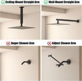 12 Inch Rain Shower Head, 12" Square Rainfall & High Pressure Stainless Steel Bath Showerhead, 1/16" Ultra Thin