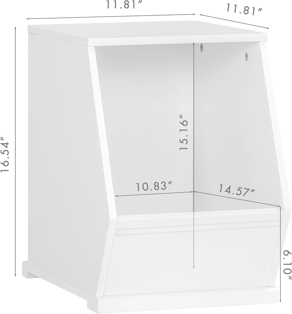 Kids Toy Storage Organizer, Stackable Bins, Cubby Toy Shelf | DIY Play Space, Slanted Front Panel, Wooden Toy