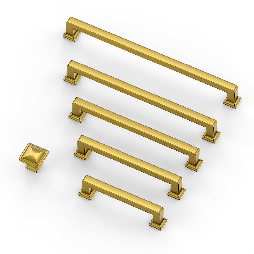 10 Pack 7 Inch Vibrant Brushed Moderne Brass Cabinet Pulls