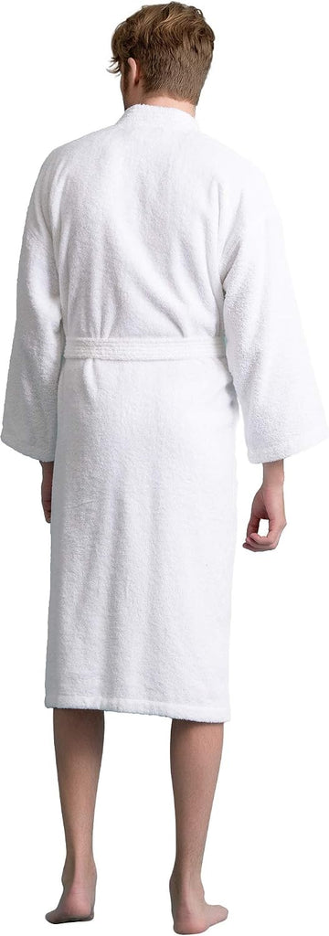 Men's Turkish Terry Kimono Style Bathrobe - 100% Cotton Robe for Men - Comfortable & Absorbent - Soft & Cozy Wear