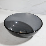 12 Inch Round Bathroom Sink Bowl with Drain Combo,Clear Black Glass Vessel Sink Basin Above Counter Tempered Glass Sink