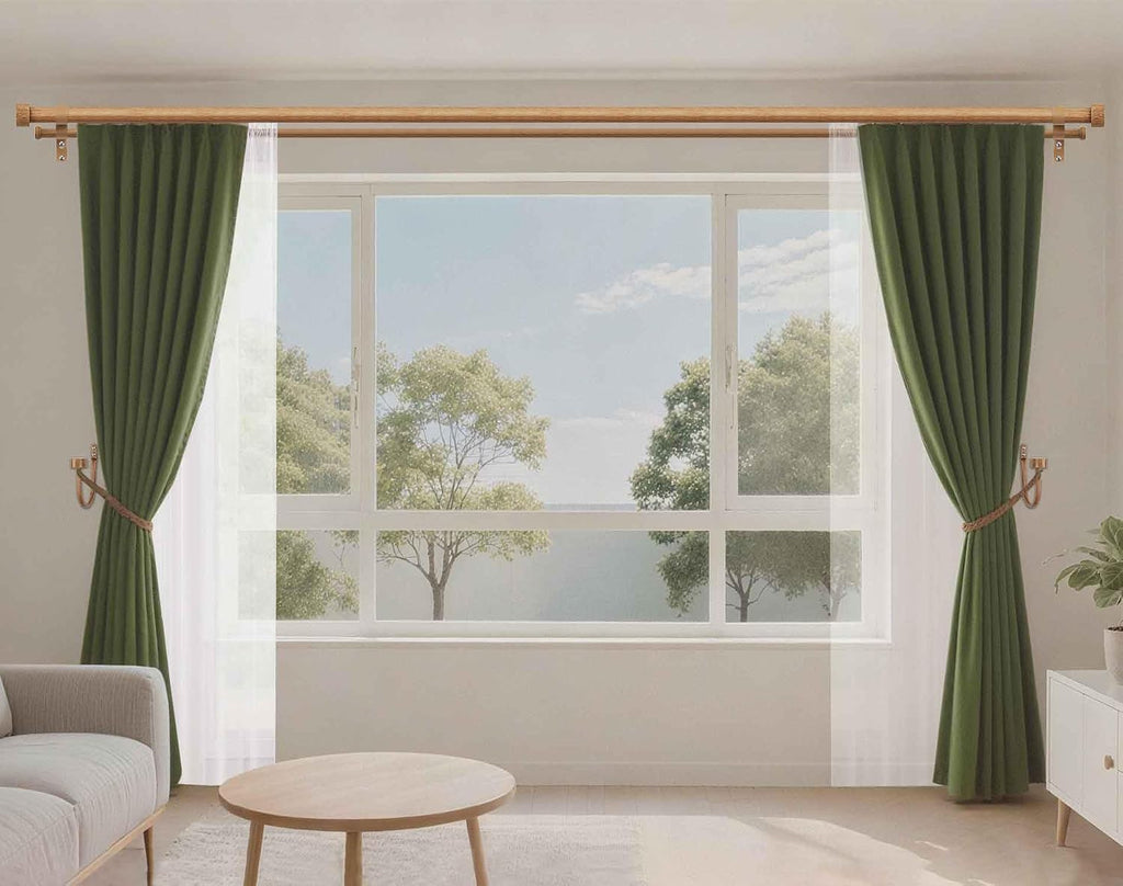 Curtain Holdbacks for Wall, Wood Grain Curtain Hooks Wall Mounted, Curtain Tiebacks Holders for Drapes, Modern Cap