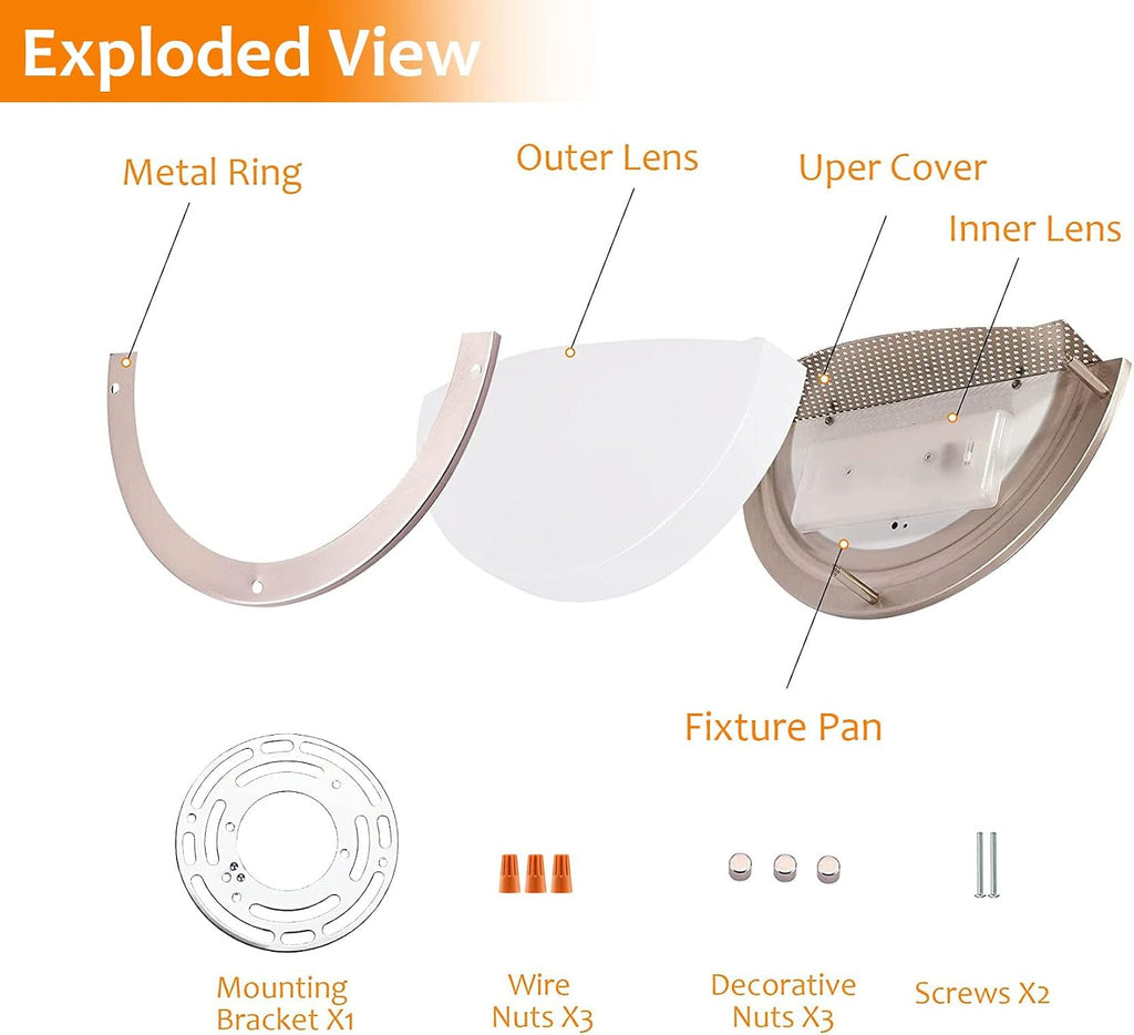 12-inch CRI90+15W 3000K/4000K/5000K Color Temperature Adjustable Dimmable LED Wall Sconce, ETL Listed LED Half Moon