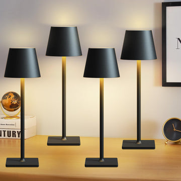 Cordless Table Lamp Rechargeable Black 4 Pack Battery Operated