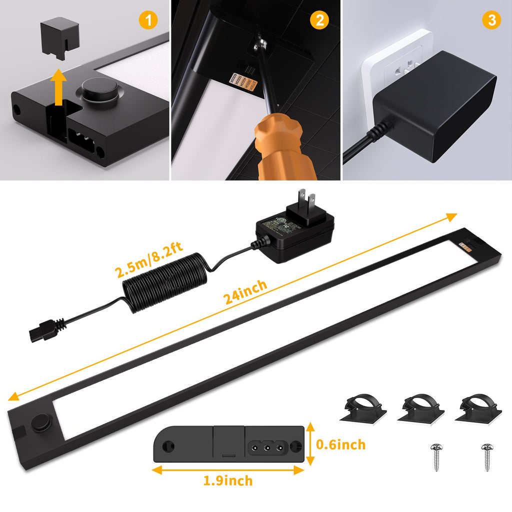 24 inch Under Cabinet Lighting, Dimmable Counter Lights