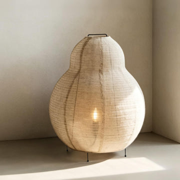 Akari Noguchi Japanese Floor Lantern Lamp, Japandi Linen Floor Table Lamp