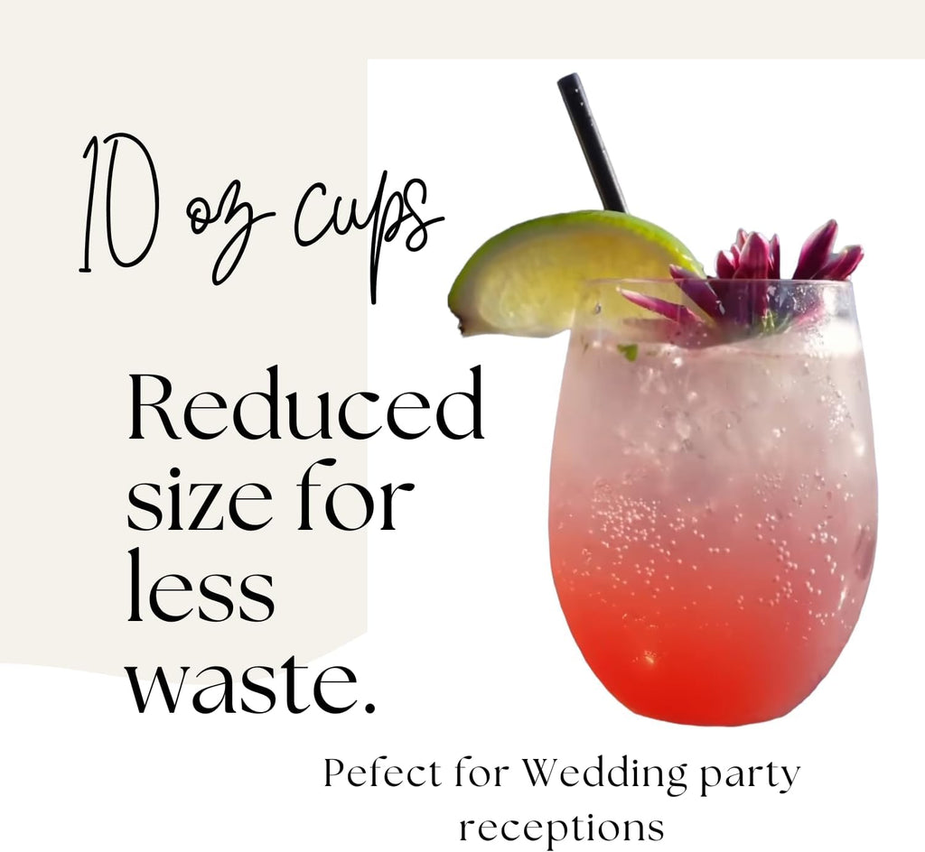 48 piece 10 Ounce Stemless Unbreakable Plastic Wine Glasses Small Size Cups (10 Ounces)