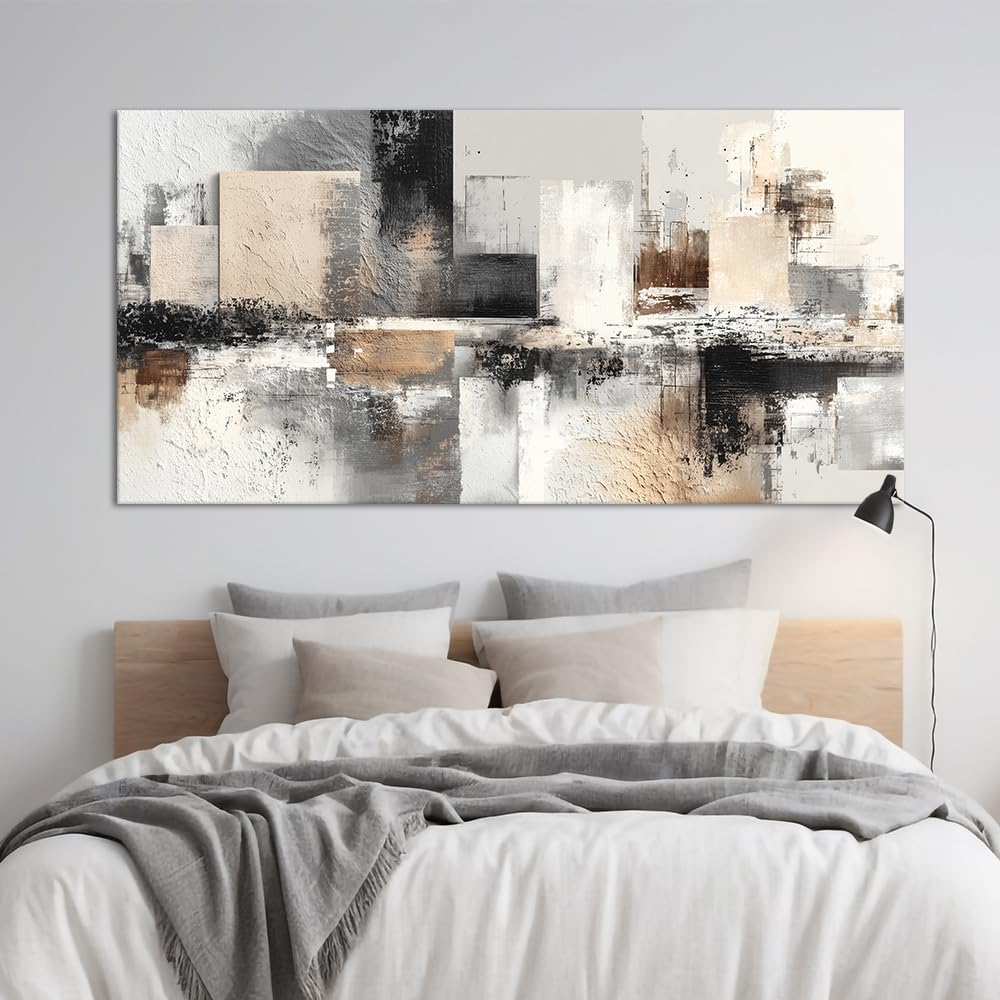 Neutral Abstract Wall Art - Large Modern Canvas Prints Paintings Artwork for Walls Minimalist Gray Black Brown