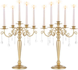 Wedding Candelabra Table Centerpiece: 5 Arm Candelabras for Candlesticks - Gold Candle Holder Set of 2nt