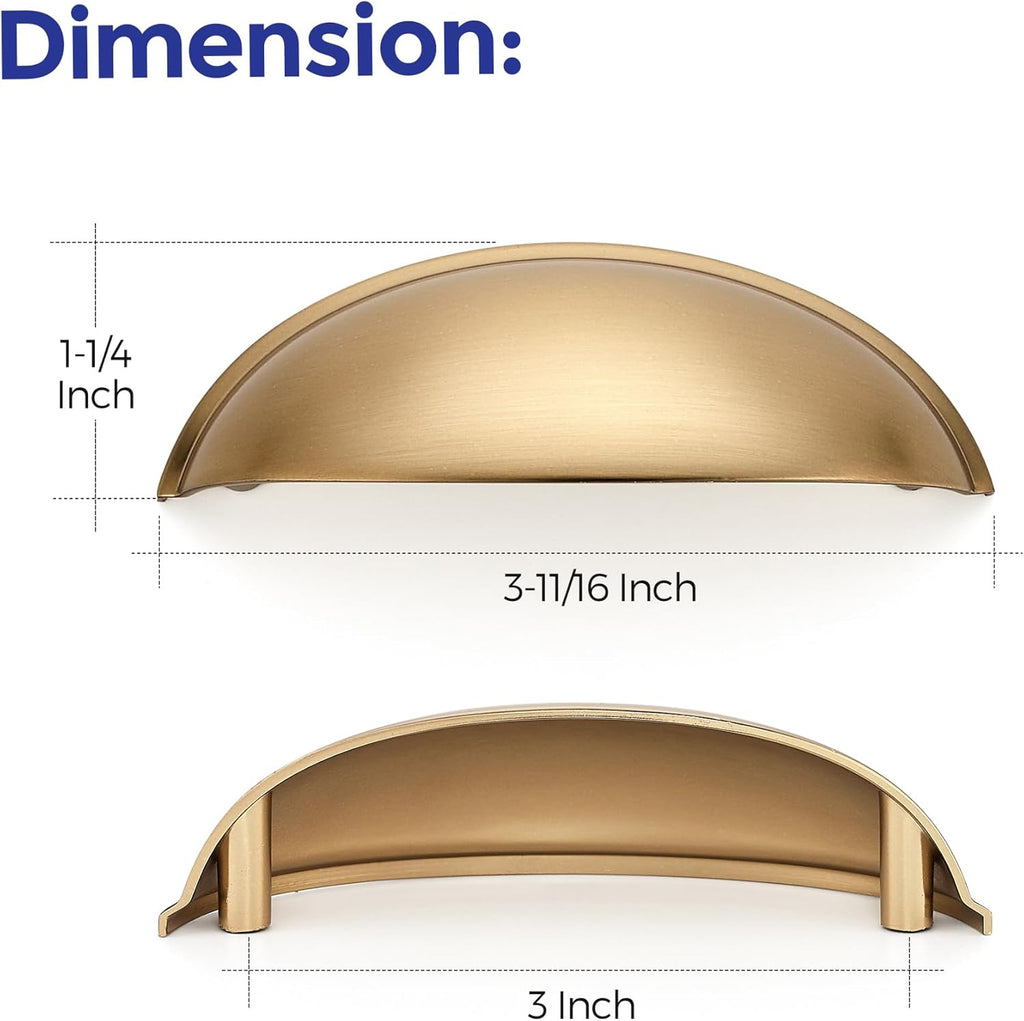 12 Pack 3" Drawer Pulls Champagne Bronze Cabinet Cup Pulls Kitchen Hardware Cabinet Handles Drawer Handles Knobs 3 inch