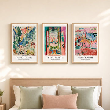 Framed Matisse Colorful Abstract Canvas Wall Art Set of 3, 16x24 In