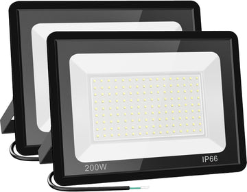 200W LED Flood Light Bulbs 2 Pack, Outdoor Waterproof IP66, 6000K Daylight White, Exteriores Security Floodlights for