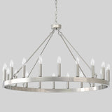 Silver Wagon Wheel Chandelier 40", Farmhouse Brushed Nickel Chandelier for Dining Room 20-Light, Modern Round Living Room Chandeliers Light Fixture for Foyer, Entryway, E12 A105-B0DHVBHHXP