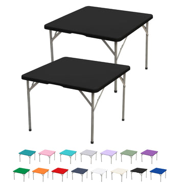 2 Pack 34" x 34" Square Fitted Table Cloth Cover Elastic Black