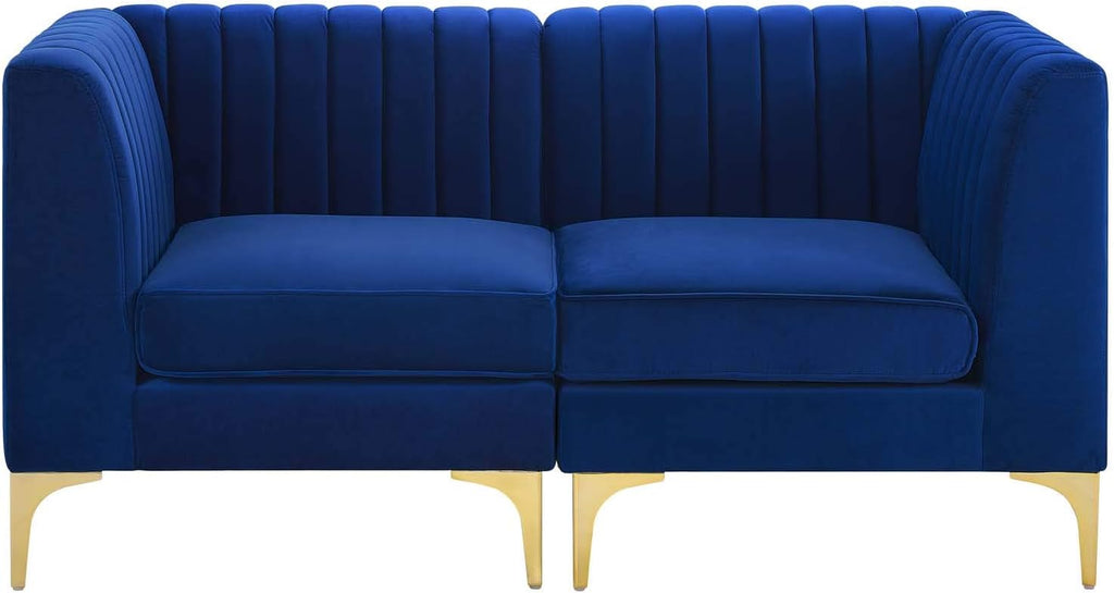 EEI-4346-NAV Triumph Channel Tufted Performance Velvet Loveseat, Navy