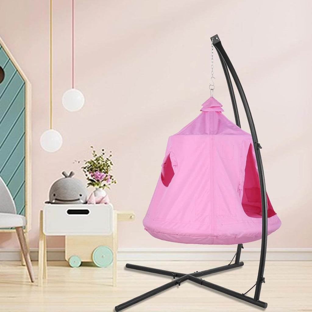 X-Shaped Hanging Tree Tent W/Swing Chair,Hammock Chair W/Stand | Canopy w/Steel Frame, Indoor Outdoor Egg Basket