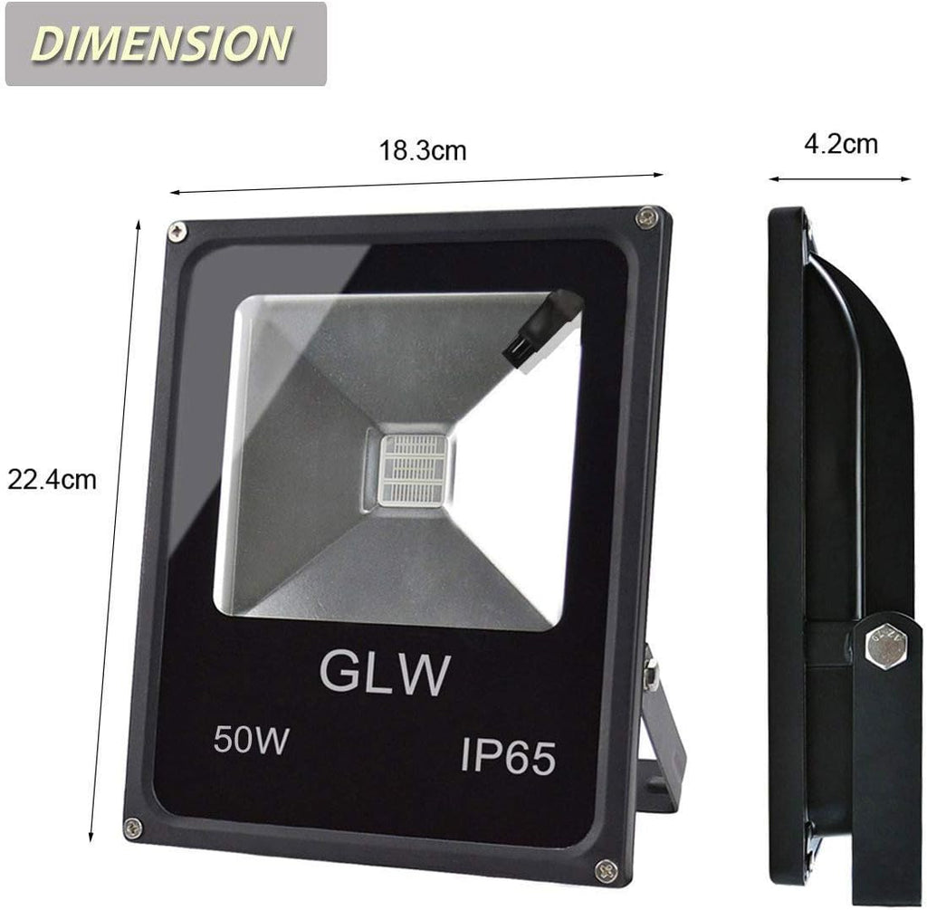 LED RGB Flood Light, 50W Outdoor Color Changing Lights with Remote Control, IP65 Waterproof Dimmable Wall Washer