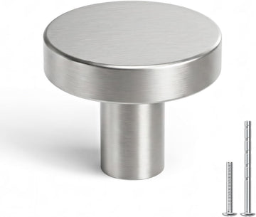 25 Pack Brushed Nickel Cabinet Knobs, Round Kitchen Drawer Knobs, Silver Knobs for Cabinets, Metal Handles for Desk
