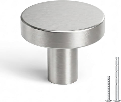 25 Pack Brushed Nickel Cabinet Knobs, Round Kitchen Drawer Knobs, Silver Knobs for Cabinets, Metal Handles for Desk