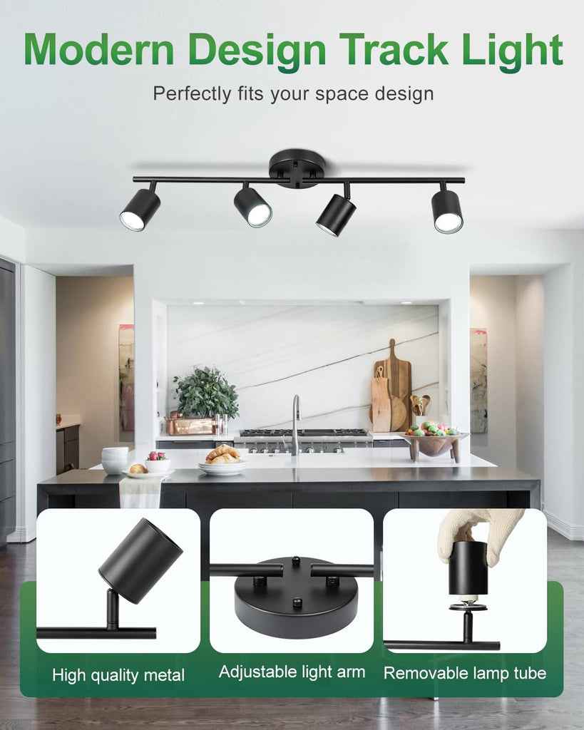 4 Ways Black Track Lighting Fixtures Ceiling Gu10 Bulb Not Included