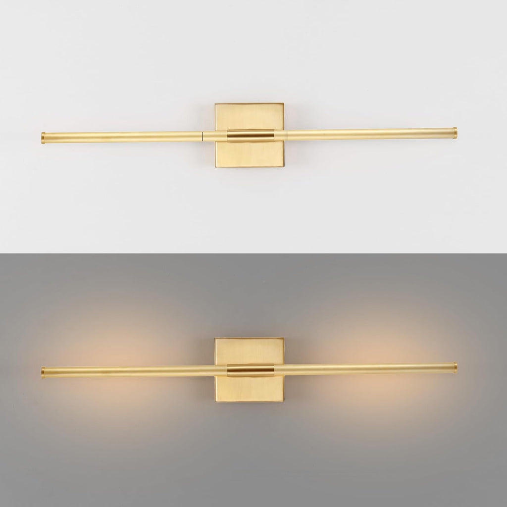 Makena 28" 1-Light LED Wall Sconce, Brass Gold | Dimmable, Modern, Integrated 12W, Hardwired, Sleek Metal, Ambient
