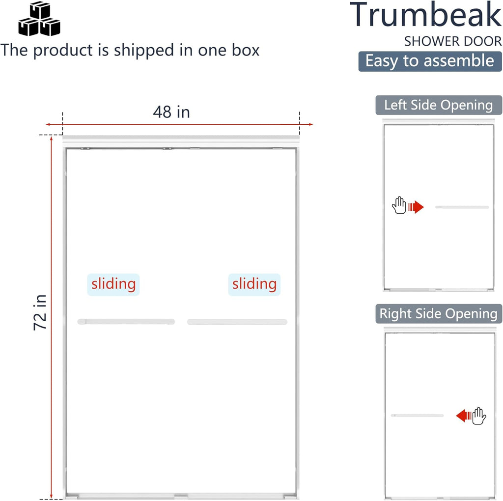 Double Sliding 44-48" W×72" H Shower Door