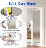 30" x 80" Pantry Door with Prehung Door Jamb, Right-Handed Interior Door, 1-Lite Frosted Glass, White MDF with