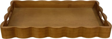 Pine Wood Decorative Tray with Handle Rectangular Wooden Serving Tray for Breakfast in Bed,Coffee Table,Dining