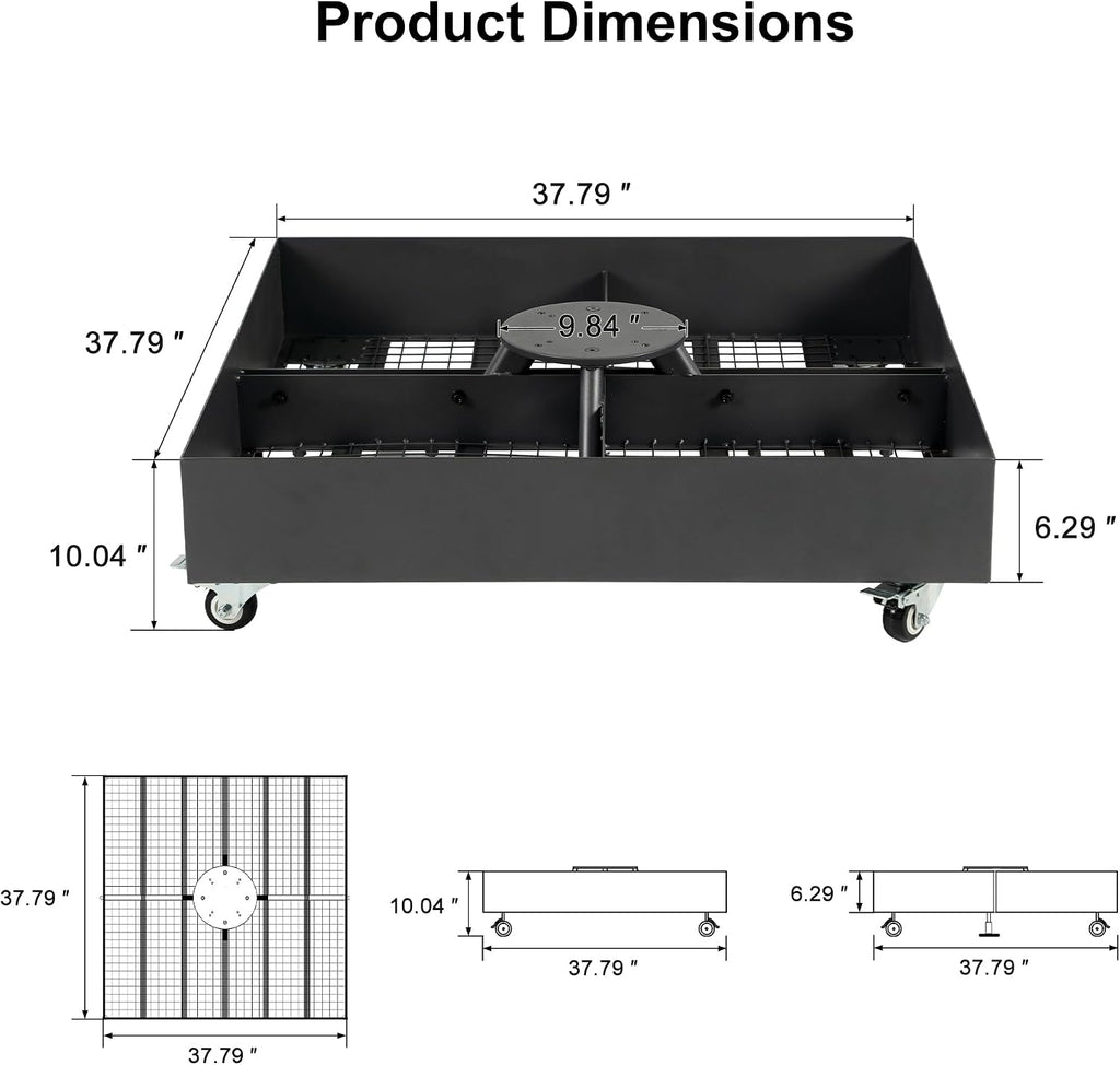 Patio Umbrella Base WK4500 with 4 Lockable Wheels 1100 lbs High Capacity Heavy-Duty Cantilever Offset Steel Weighted