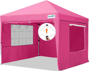 Easy Pop up Canopy Tent 10'x10' with 4 Detachable Window Sidewalls, One Person Setup