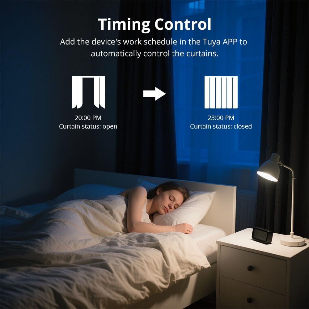 WiFi Smart Curtain Track, Electric Curtains with Remote Compatible with Alexa & Google Home, Tuya App Control