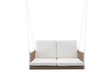 Anderson 4 Foot Wicker Porch Swing with Cushions - Modern Porch Swing with Hanging Ropes Included
