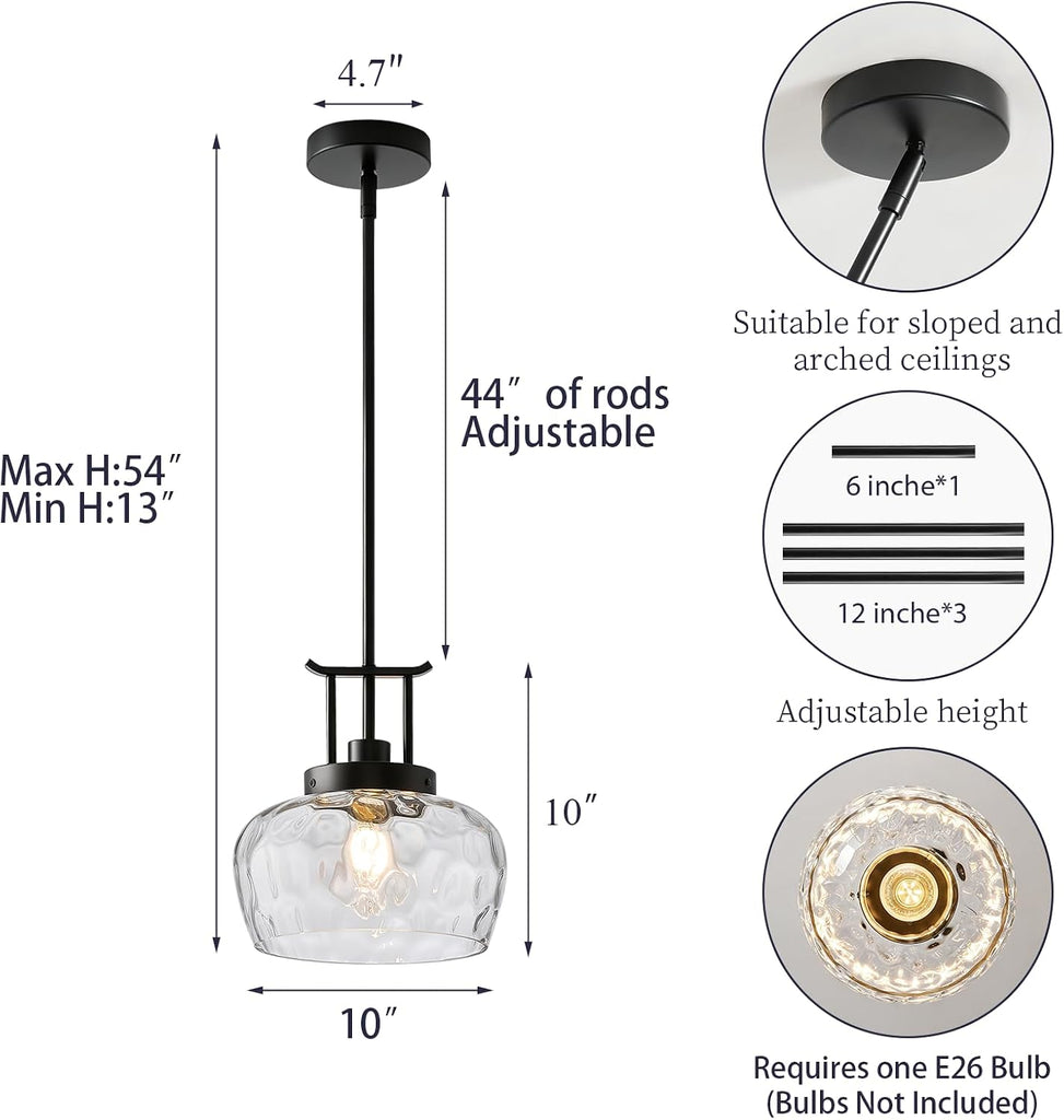 Modern Pendant Lights Gold Pendant Lights Kitchen Island | Adjustable Height Hanging Fixture with Hammered