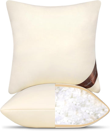 18x18 Pillow Inserts - Shredded Memory Foam with 3-Layer Hybrid Construction - Supportive 18 Inch Pillow - Set of 2