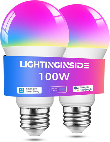 Smart Light Bulbs 100W Equivalent, Works with Alexa/Google Home/SmartLife, 1350LM 11W RGBCW Color Changing LED Light (2PCS)