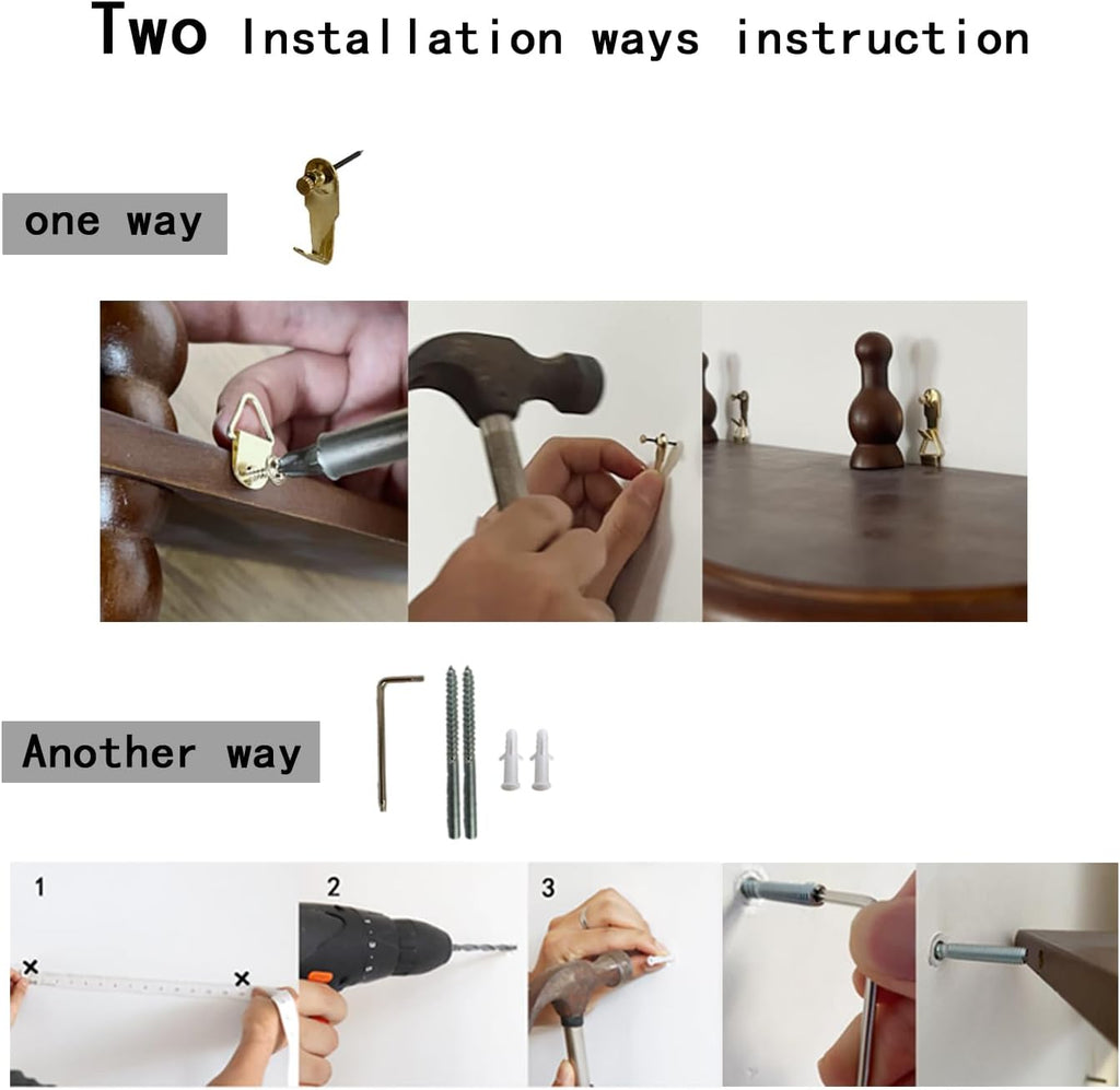 2-Tier Wall Mounted Floating Shelf with Two Roman Columns, Decorative Display Shelf for Entrance, Bathroom, Bedroom