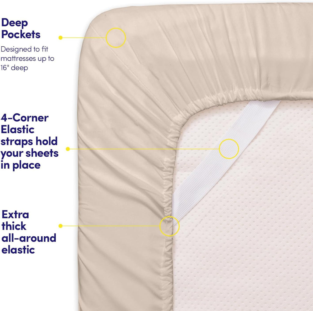 1500 Supreme Collection Sheet Sets Beige Cream - Luxury Hotel Bed Sheets and Pillowcase Set for Mattress