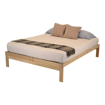 Nomad Platform Bed - Cal King - Unfinished Natural Hardwood - Minimalist Swedish Design - Easy Assembly, No Box