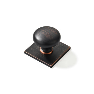 2 Pack 1-1/2 Inch Oil Rubbed Bronze Cabinet Knobs with Vintage Backplate - for Drawers, Cabinets & Bi-Fold Doors