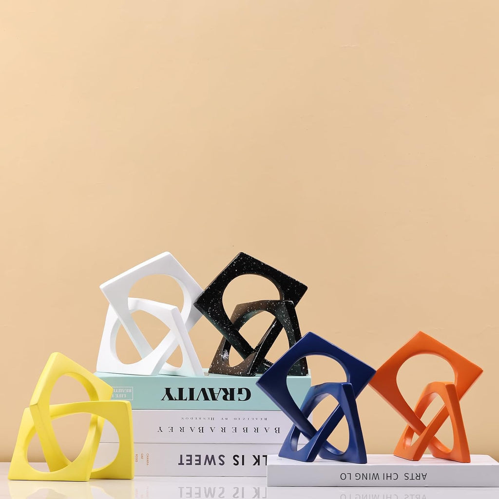 Geometric Cube Orange Knot Decorations, Geometric Sculptures, Modern Home Decorations Decor Accents, Dining Tables